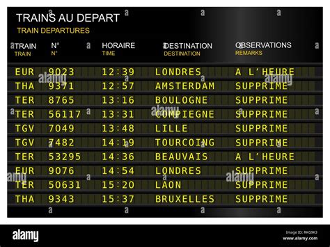Train Station Departure Board Strike Cancel Train France French