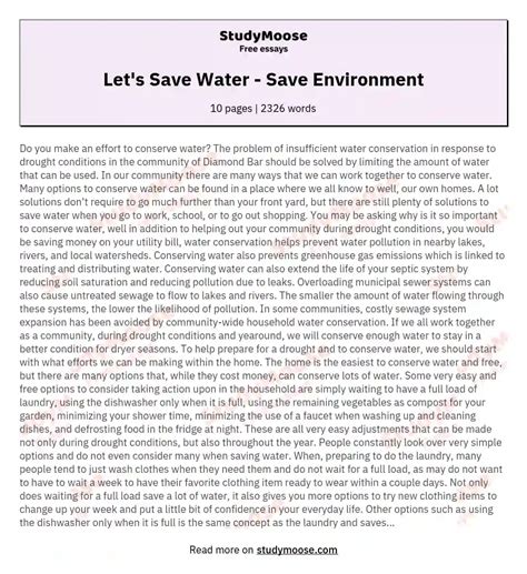 Essay How To Save Water At Home