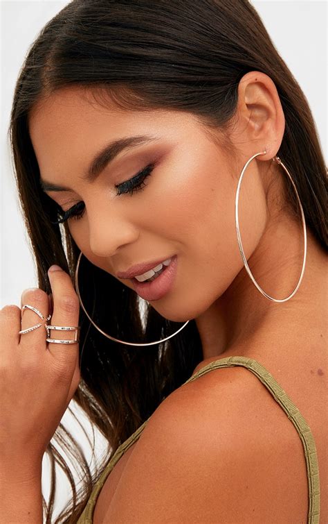 Rose Gold Extra Large Hoop Earring Accessories Prettylittlething Il