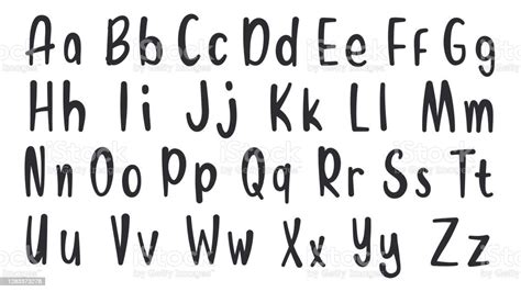 Set Of Hand Drawn Alphabet Font Simple Line Letters Handwritten