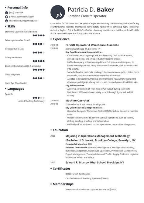 Forklift Operator Resume Sample Job Description And Guide