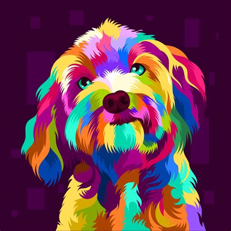 Illustration Colorful Dog Head With Pop Art Style 3726453 Vector Art At