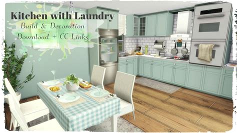 The sims 4 cool kitchen stuff includes a new interactive object: Sims 4 Kitchen with Laundry Build & Decoration for download + CC Links - YouTube