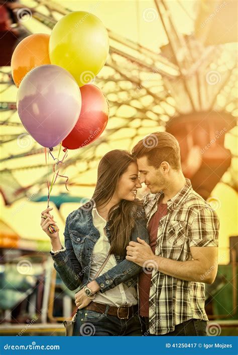 couple at romantic dating in amusement park stock image image of love park 41250417