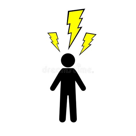 Electric Shock Icon On White Background Man Struck By Lightning Sign