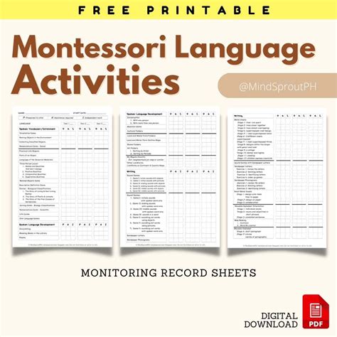 Language Activities Montessori Scope And Sequence Free Sample Pages