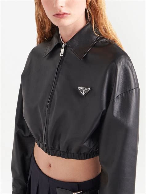 Prada Cropped Leather Jacket Farfetch