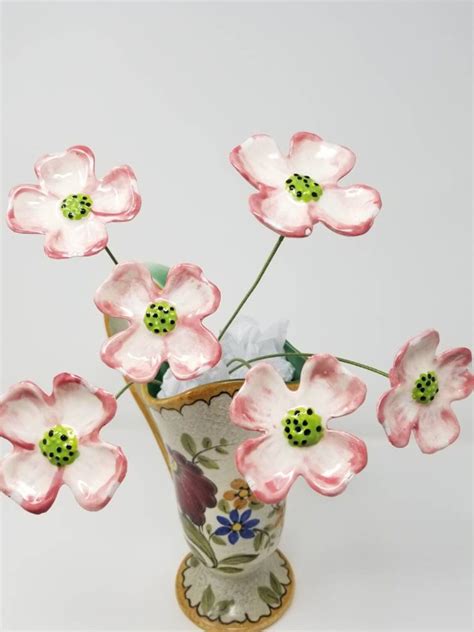 6 Cherry Blossom Handmade Handpainted Ceramic Flowers For Etsy