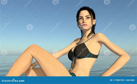 Modelo Femenino Atractivo De La Ropa Interior En El Mar Stock De Ilustraci N Ilustraci N De