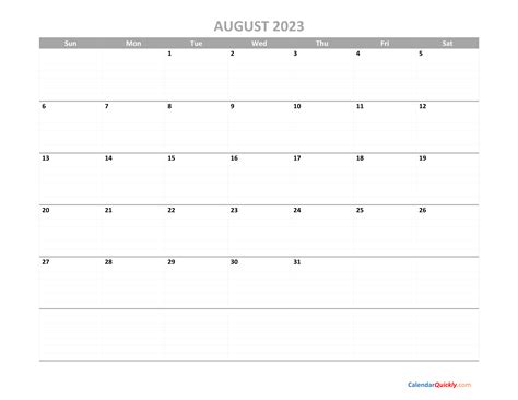 August Calendar 2023 Printable Calendar Quickly