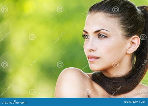 Naked Woman Beautiful Dark Haired Royalty Free Stock Photography Image