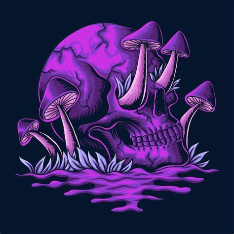 Premium Vector Skull Mushroom Purple Illustration