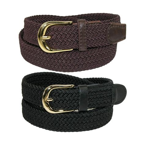 Ctm Women S Elastic Braided Stretch Belt Pack Of 2 Colors