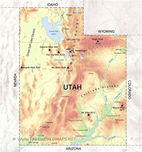 Geographical Map Of Utah Topographic Map