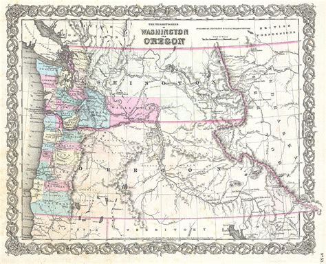 1855 Colton Map Of Washington And Oregon Photograph By Paul Fearn Pixels