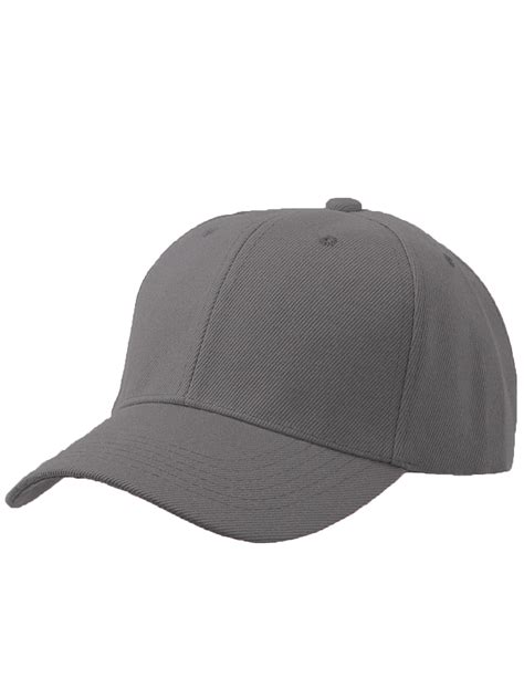 Cap Mens Plain Baseball Cap Adjustable Curved Visor Hat Light Grey