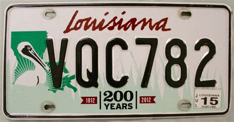 2015 Louisiana License Plate Vqc782