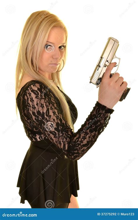 Woman Posing With A Gun Stock Photo Image Of Military 37275292