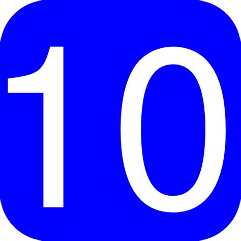 Blue Rounded Square With Number 10 Clip Art At