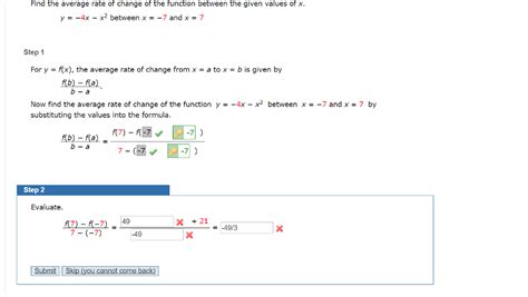 Formula to calculate average value of a function is given by: Solved: Find The Average Rate Of Change Of The Function Be ...