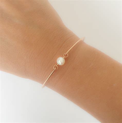 K ROSE Gold Filled Cultured Freshwater Pearl Bracelet Dainty Bracelet