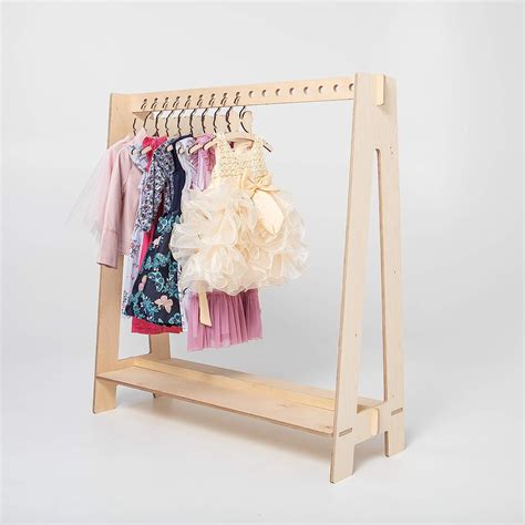 Kids Dress Up Clothes Hanger Timber Clothing Rack Kids Clothes Storage