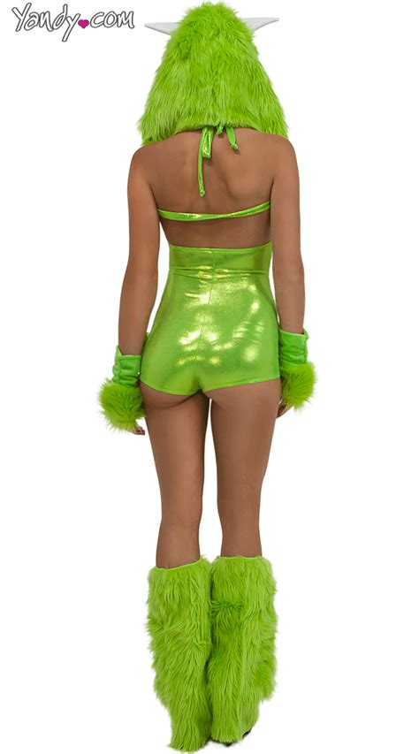 Green Furry Costume Twerk Sexy Halloween Costume S