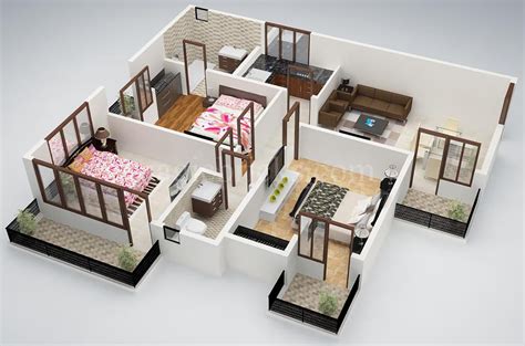 The living room is 3.5 meters by 3 meters and open until the end of the kitchen area. 25 Three Bedroom House/Apartment Floor Plans