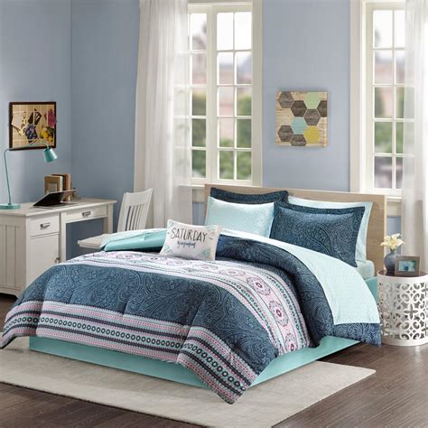 Intelligent Design Gloria 9 Piece Blue Full Boho Comforter Set Id10
