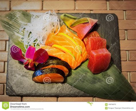 Sashimi Mix Types Of Fish Stock Photo Image Of Prawn 106756070