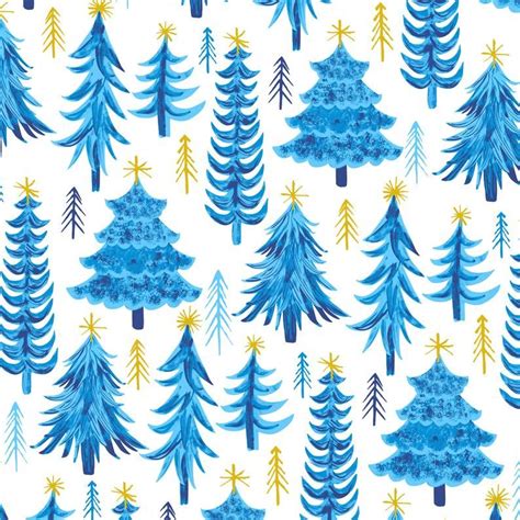 Blue Christmas Tree Wrapping Paper Set Of 3 Or 5 Sheets Bulk Etsy