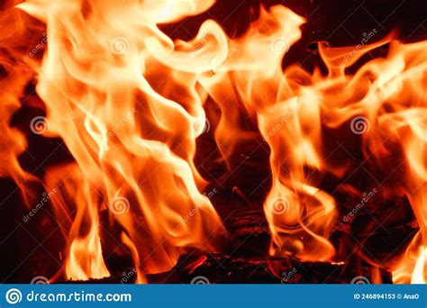 Abstract Fire Flame In Fireplace Texture For Background Beautiful