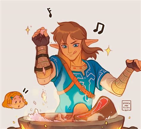 Legend Of Zelda Breath Of The Wild Art Link Cooking Food Botw
