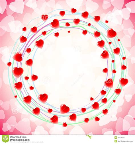 Heart Love Round Circular Swirl Around Background Red Stock Vector