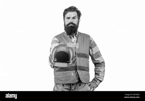 Man Builders Industry Worker In Construction Uniform Bearded Man