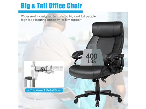 costway big and tall 400lb massage office chair executive pu leather computer desk chair black