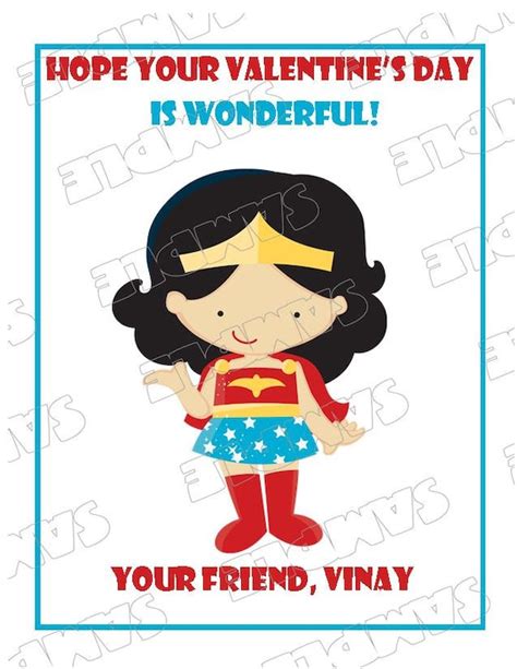 Wonder Woman Kids Valentine Cards With Envelopes Set Of 4