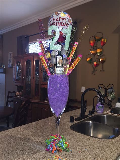 Wine Glass Liquor Bouquet For Her 21st Birthday💗 It Includes 21 One Small Bottles Of Liquor