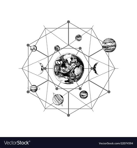 Solar System Sacred Geometry Royalty Free Vector Image