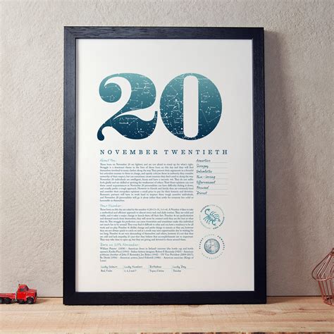 November 20th Birthday Print - Make it with Words