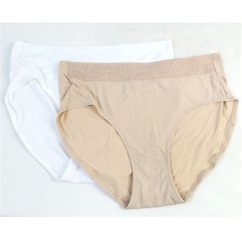 Breezies Lace Essentials Hi Cut Brief Panties Nudewhite Set Of 2 Ebay