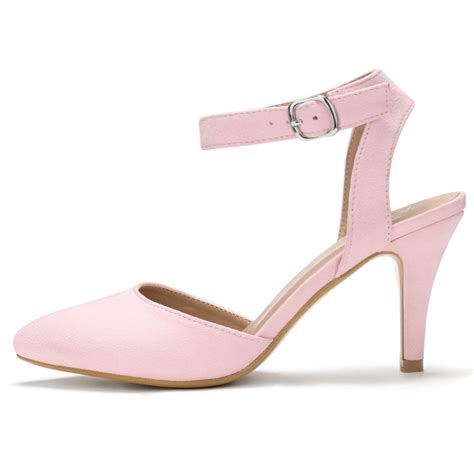 Unique Bargains Womens Pointy Toe Stiletto Heel Ankle Strap Pumps Light Pink Us 7 Walmart Canada