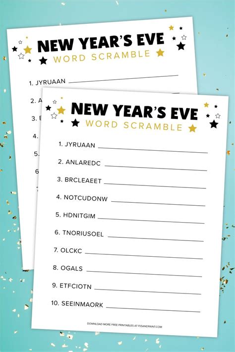 new years eve word scramble free printable new year s eve words new year words holiday party