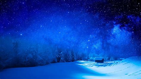Free Download Hd Wallpaper Winter Blue Sky Stars Light Starry