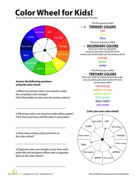 Color Wheel Chart Printable Printable Word Searches