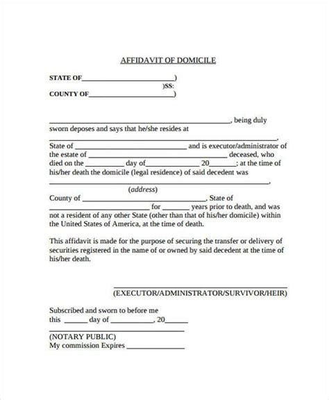 Free Sample Affidavit Of Domicile Forms In Pdf Ms Word