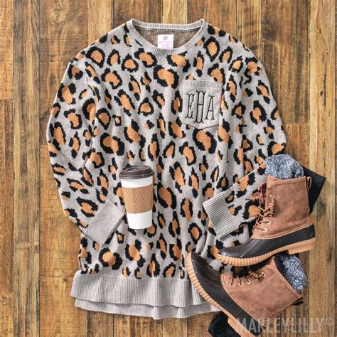 ladies personalized leopard sweaters marleylilly