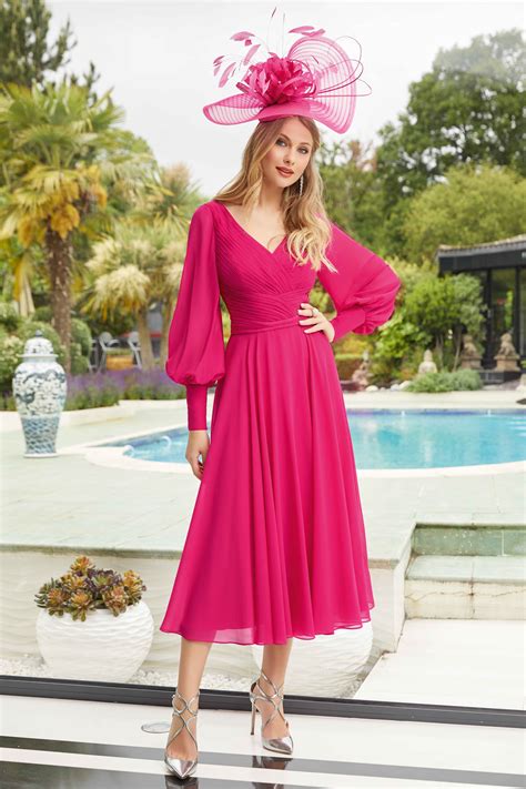 Mid Length Dress With Puff Sleeves 29466 Dresses Mid Length Dresses