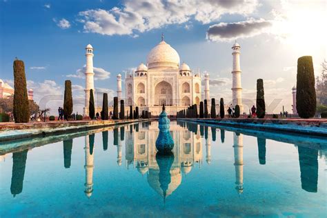 Taj Mahal And Its Reflection Famous View Of India Agra Stock Image Colourbox