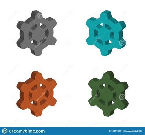 Isometric Gear Icon Illustrated In Vector On White Background Stock